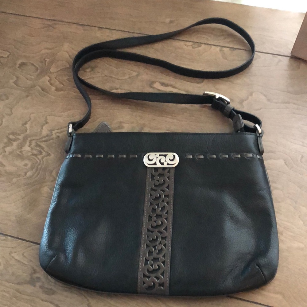 Brighton Contempo Kelsey Black Leather Messenger Crossbody Shoulder Bag